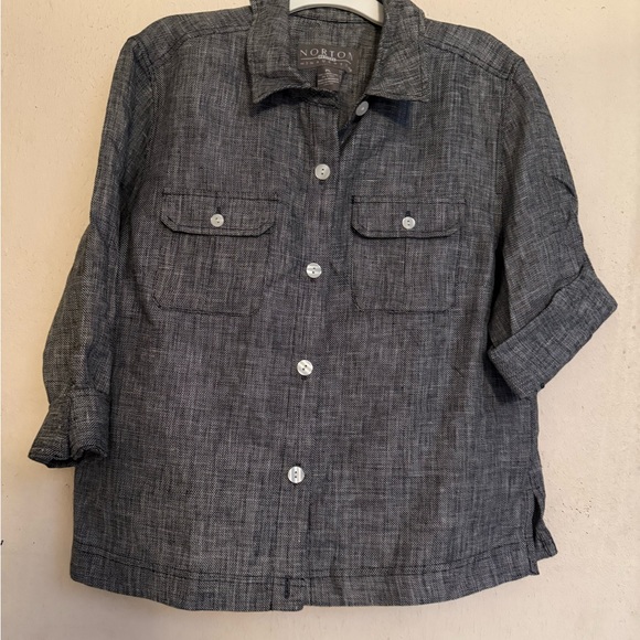 Norton McNaughton Gray Button-Up Blouse - Picture 1 of 7
